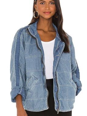 Free People Light Blue Quilted Dolman Puffer Jacket